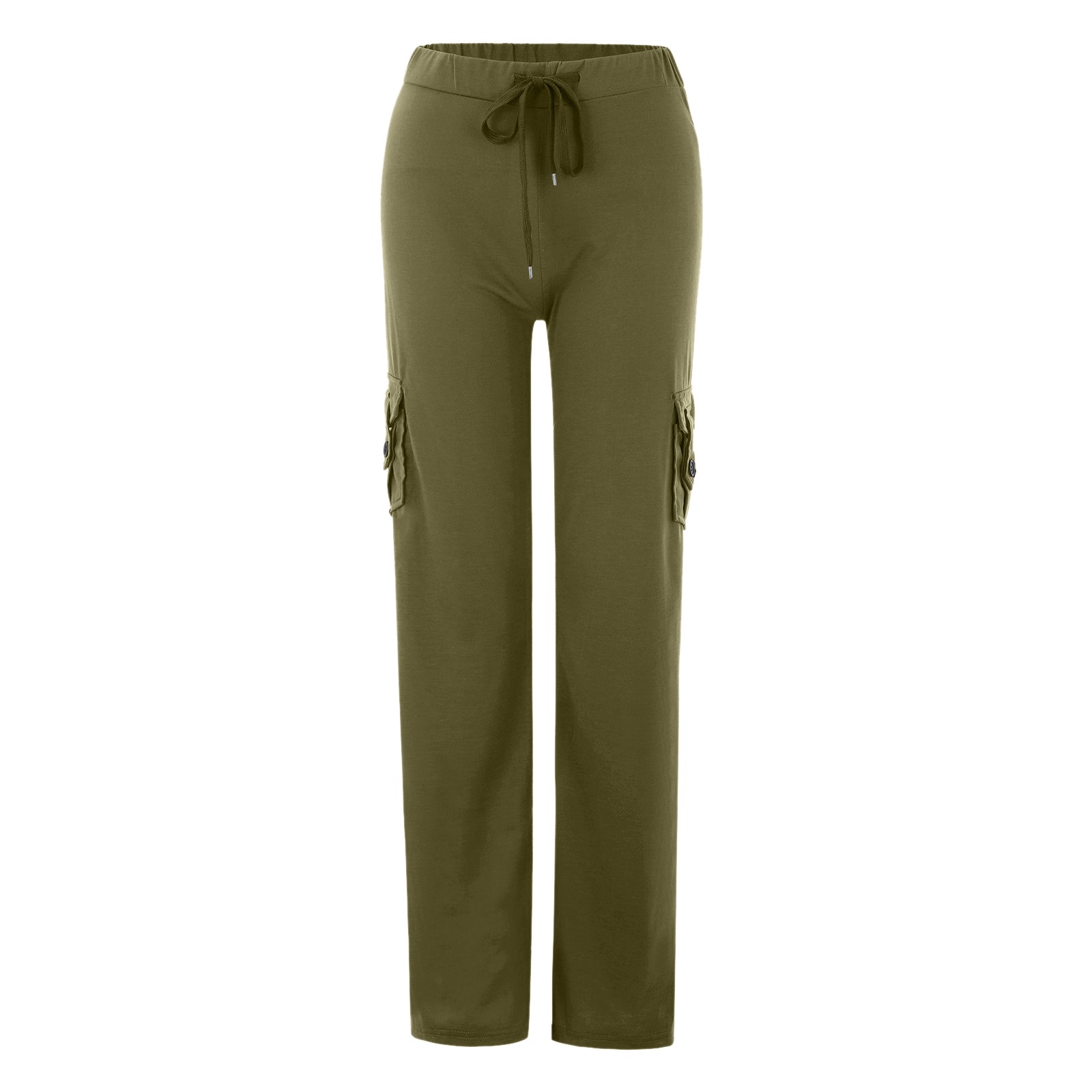 thumbnail image 5 of Pantalones casuales de mujer con pierna recta, cordón y cuatro bolsillos: cómodos para el día a día, estilo versátil, poliéster y spandex, todas las tallas., 5 of 5